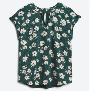 Fortune + Ivy Margaret Key Hole Blouse Teal XS